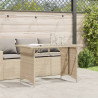 Mesa de jardín superficie de vidrio ratán PE beige 110x68x70 cm 3