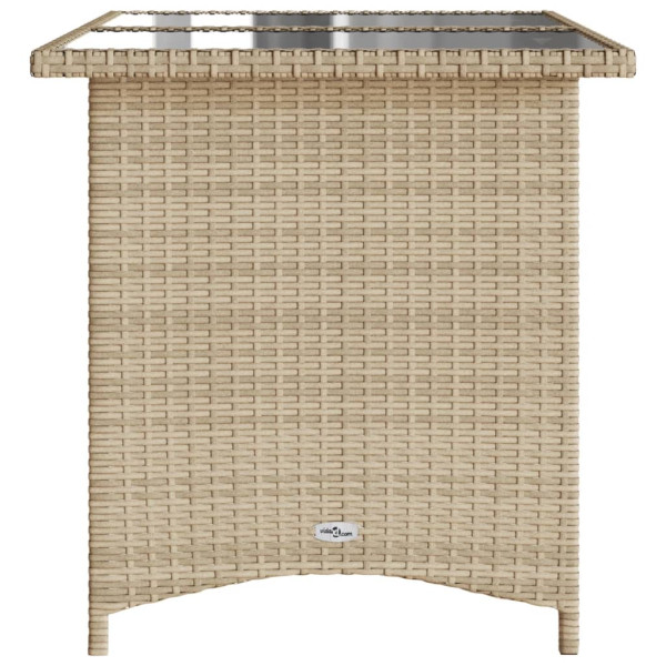 Mesa de jardín superficie de vidrio ratán PE beige 110x68x70 cm M 5