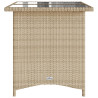 Mesa de jardín superficie de vidrio ratán PE beige 110x68x70 cm 5