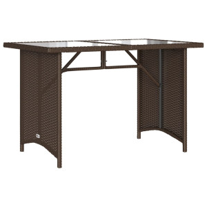 Mesa de jardim com tampo de vidro 110x68x70 cm vime PE castanho H