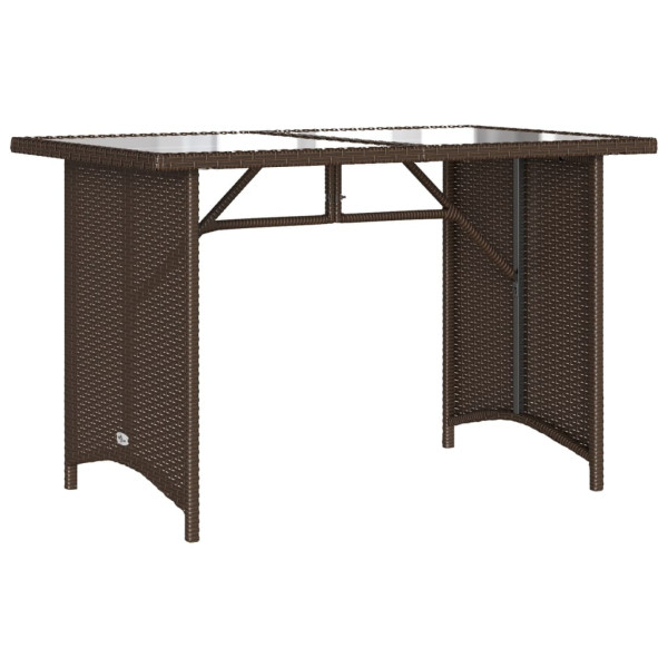 Mesa de jardín superficie vidrio ratán PE marrón 110x68x70 cm M 2
