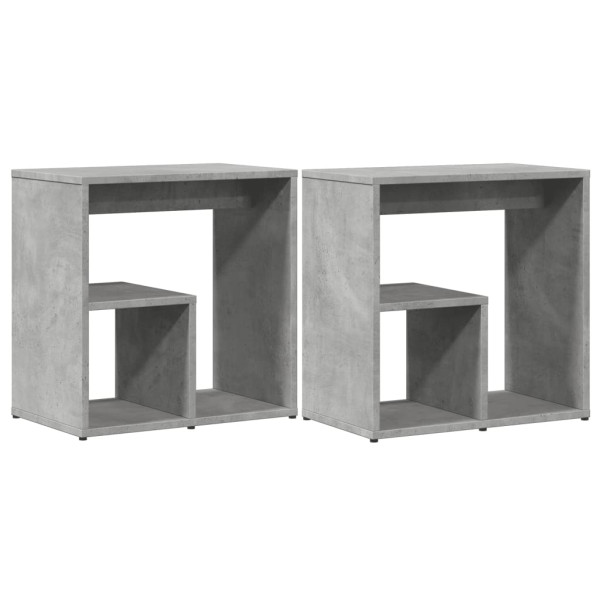 Mesa auxiliar 2 uds madera ingeniería gris hormigón 50x30x50 cm M 2