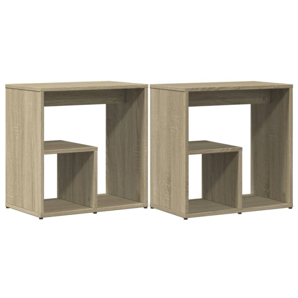 Mesa auxiliar 2 uds madera ingeniería roble Sonoma 50x30x50 cm M 2
