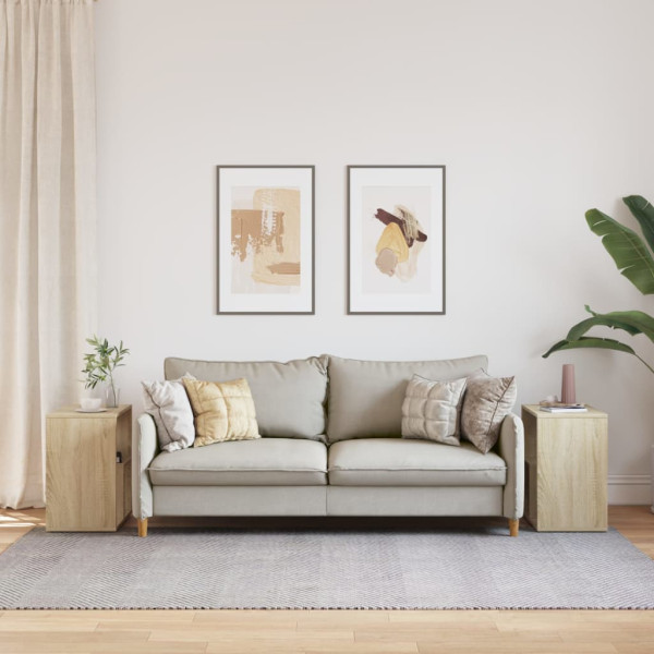 Mesa auxiliar 2 uds madera ingeniería roble Sonoma 50x30x50 cm M 3