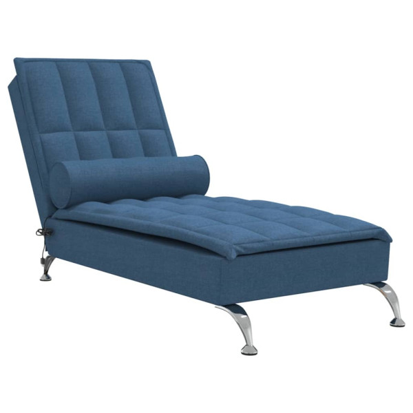Chaise lounge de massagem com rolo tecido azul M 2