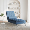 Chaise lounge de massagem com rolo tecido azul 3