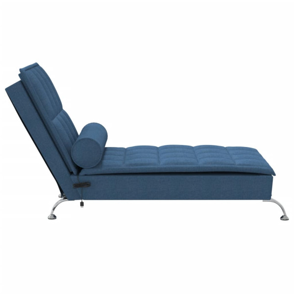 Chaise lounge de massagem com rolo tecido azul M 5