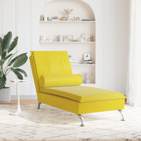 Chaise lounge de massagem com rolo veludo amarelo M 3
