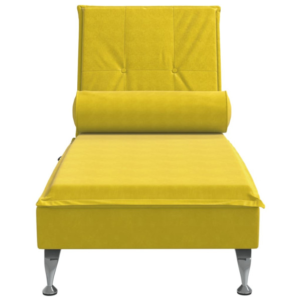 Chaise lounge de massagem com rolo veludo amarelo M 4