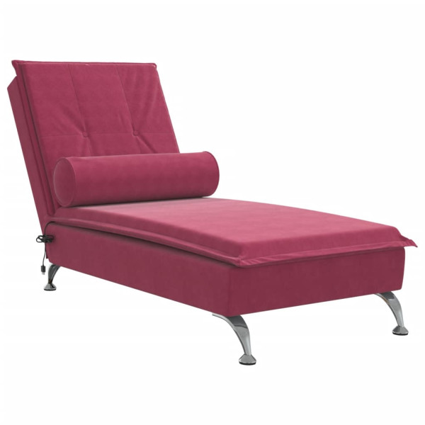 Chaise lounge de massagem com rolo veludo vermelho tinto M 2