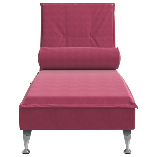 Chaise lounge de massagem com rolo veludo vermelho tinto M 4