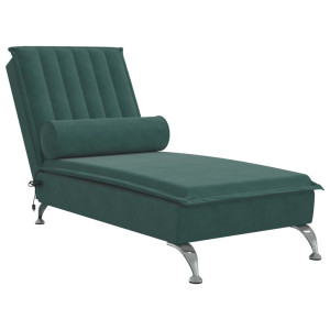 Chaise lounge de massagem com rolo tecido verde-escuro H