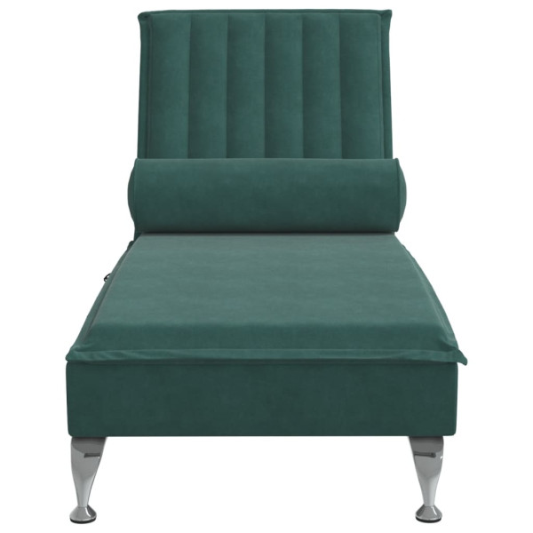 Chaise lounge de massagem com rolo tecido verde-escuro M 4