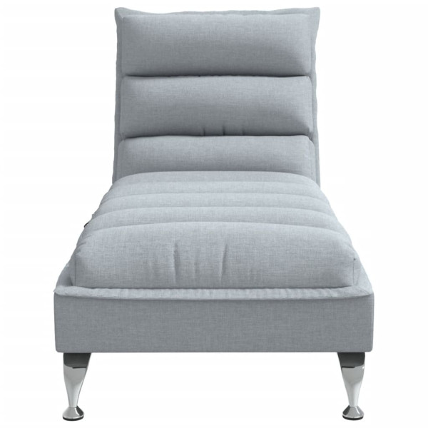 Chaise lounge de massagem com almofadões tecido cinzento-claro M 4
