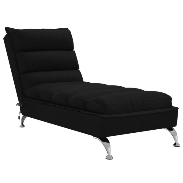Chaise lounge de massagem com almofadões tecido preto M 2