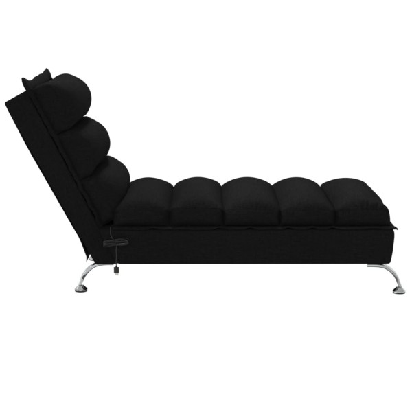 Chaise lounge de massagem com almofadões tecido preto M 5