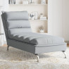 Chaise lounge com almofadões tecido cinzento-claro 1