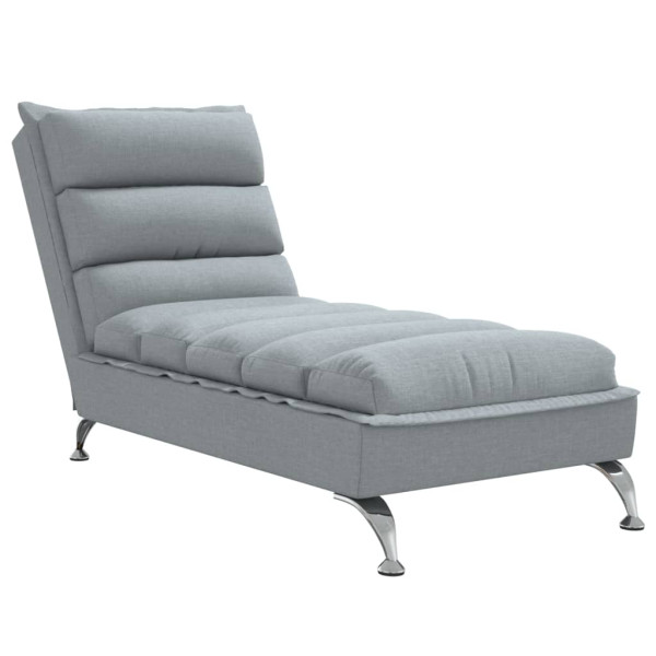 Chaise lounge com almofadões tecido cinzento-claro M 2