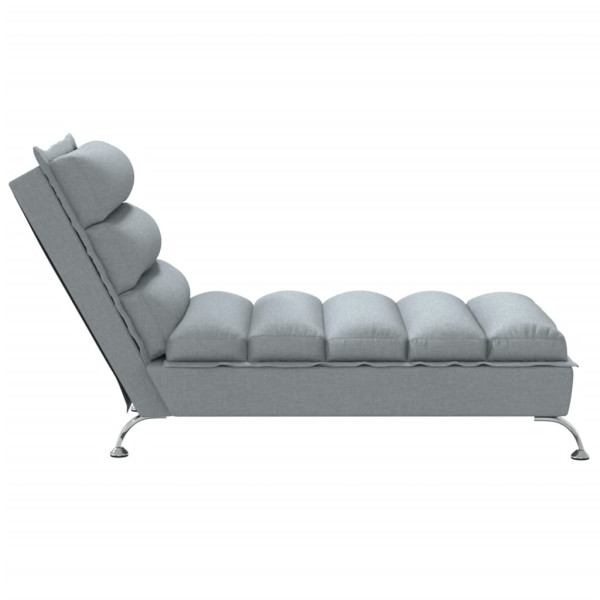 Chaise lounge com almofadões tecido cinzento-claro M 5