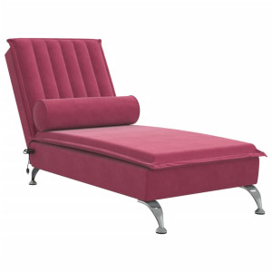Chaise lounge de massagem com rolo veludo vermelho tinto H
