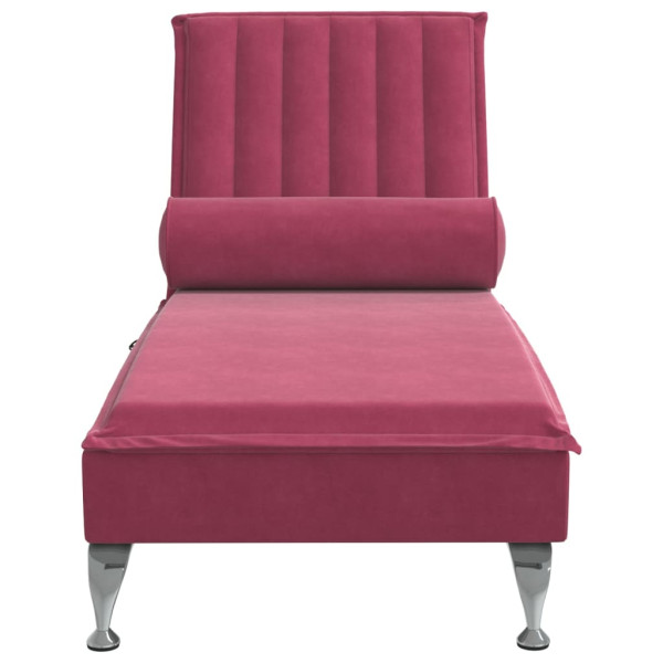 Chaise lounge de massagem com rolo veludo vermelho tinto M 4