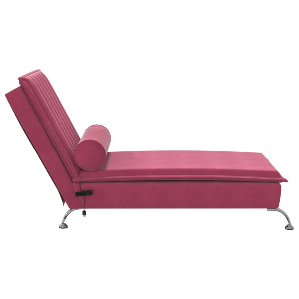 Chaise lounge de massagem com rolo veludo vermelho tinto M 5