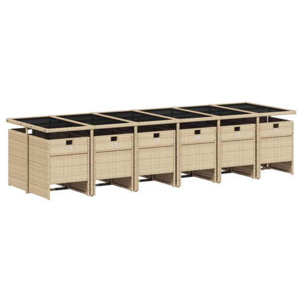 Set comedor de jardín con cojines 13 pzas ratán sintético beige M 3