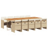 Set comedor de jardín 11 pzas con cojines ratán sintético beige 2