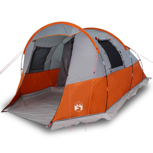Tienda de camping con túnel 4 personas impermeable gris naranja M 4
