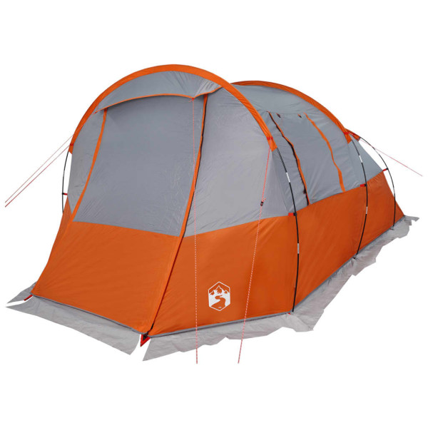 Tienda de camping con túnel 4 personas impermeable gris naranja M 5