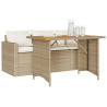 Set comedor de jardín 2 pzas con cojines ratán sintético beige 3
