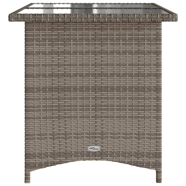 Mesa de jardín superficie de vidrio ratán PE gris 110x68x70 cm M 5