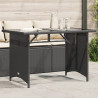 Mesa de jardim com tampo de vidro 110x68x70 cm vime PE preto 1