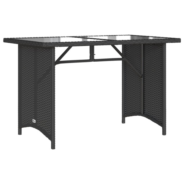 Mesa de jardim com tampo de vidro 110x68x70 cm vime PE preto M 2