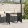 Mesa de jardim com tampo de vidro 110x68x70 cm vime PE preto 3