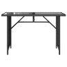 Mesa de jardín superficie de vidrio ratán PE negro 110x68x70 cm 4