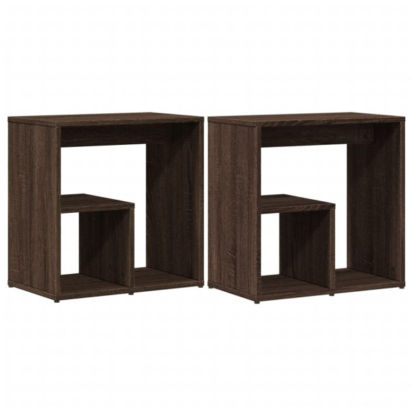 Mesa auxiliar 2 uds madera ingeniería marrón roble 50x30x50 cm M 2