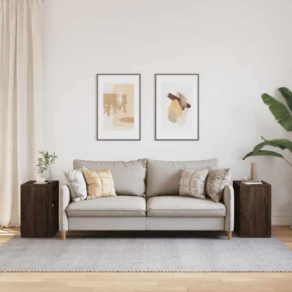 Mesa auxiliar 2 uds madera ingeniería marrón roble 50x30x50 cm M 3