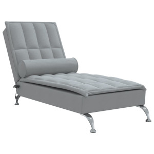 Chaise lounge de massagem com rolo tecido cinzento-claro H