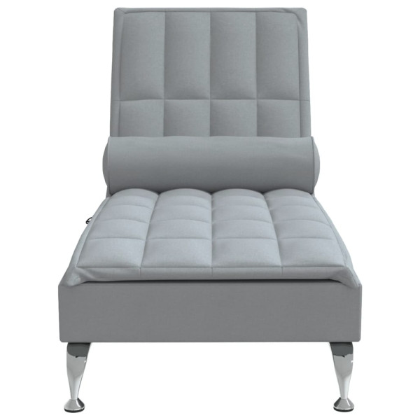Chaise lounge de massagem com rolo tecido cinzento-claro M 4