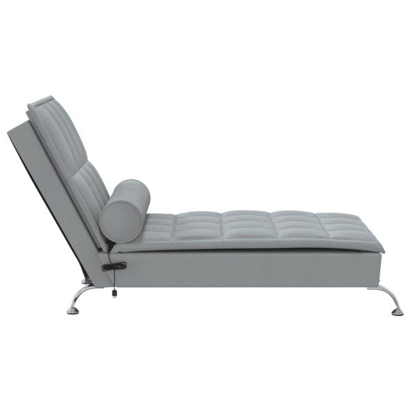 Chaise lounge de massagem com rolo tecido cinzento-claro M 5