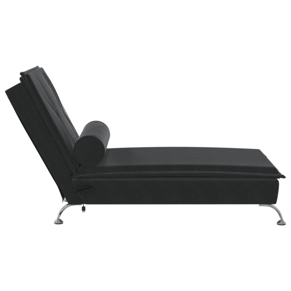 Chaise lounge de massagem com rolo veludo preto M 5