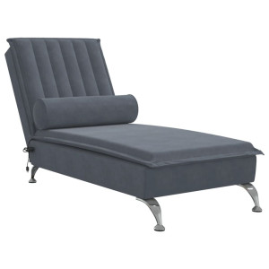 Chaise lounge de massagem com rolo veludo cinzento-escuro H