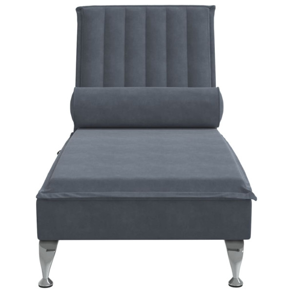 Chaise lounge de massagem com rolo veludo cinzento-escuro M 4