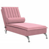 Chaise lounge de massagem com rolo veludo rosa 2