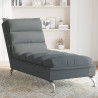 Chaise lounge com almofadões tecido cinzento-escuro 1