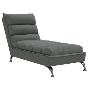 Chaise lounge com almofadões tecido cinzento-escuro H