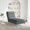 Chaise lounge com almofadões tecido cinzento-escuro 3