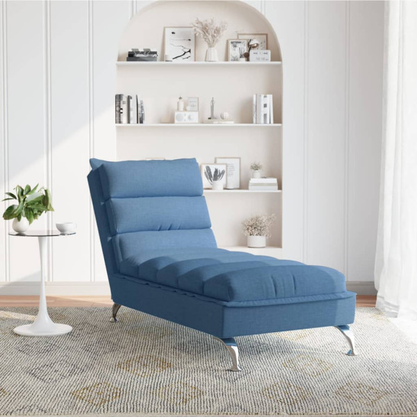 Chaise lounge com almofadões tecido azul M 3
