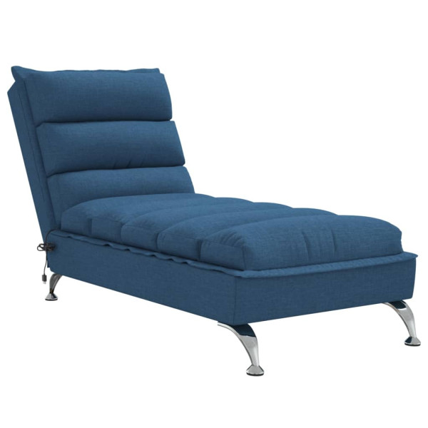 Chaise lounge de massagem com almofadões tecido azul M 2
